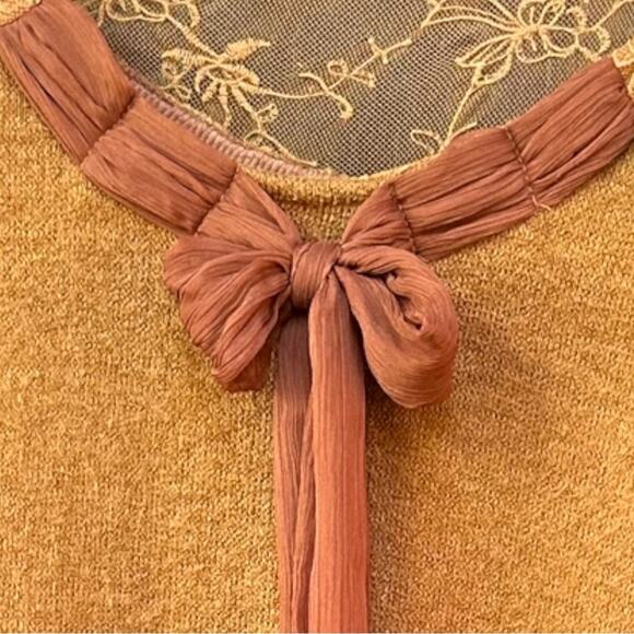Anthropologie Gorgeous Orange Lace Bow midi Sweater Dress by a’reve Size S - Picture 3 of 8